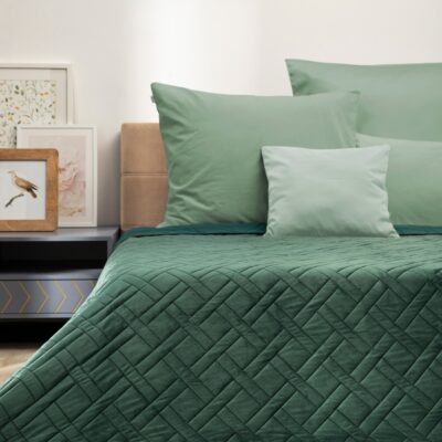 TUALA | velvet quilted bedspread | green | 200x220 cm | 745584