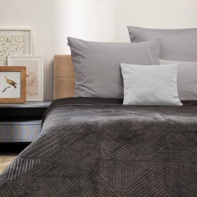 Quilted bedspread | AURUM | black velvet | 220x240 cm | 745737