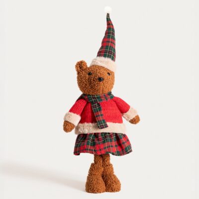 Гном | TARTAN | медведица, стоящая в клетчатом платье | 50 см | 752254