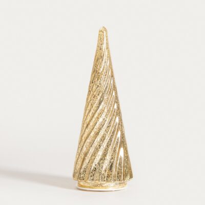 LED lantern | TATUM | glass Christmas tree gold | 10x25 cm | 757822