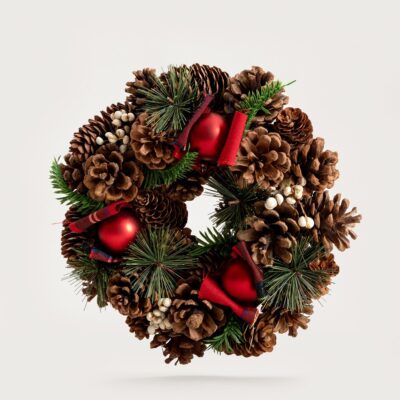 Wreath | HUGO | small with pinecones and baubles | 25 cm | 757914