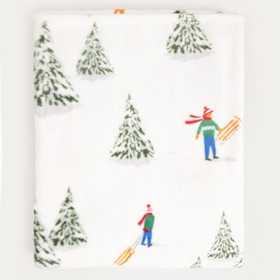 Blanket | SKIERS | white in pattern | 150x200 cm | 758072