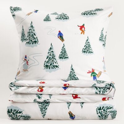 Bedding | SKIERS | microfibre in Christmas pattern | 220x200 + 2*70x80 cm | 758980