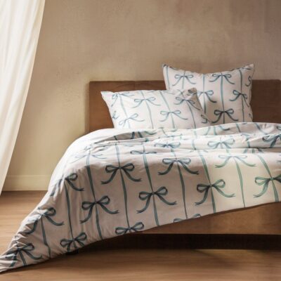 Bedding | VIVIENNE | microfibre with blue bows | 160x200 + 2*70x80 cm | 759055