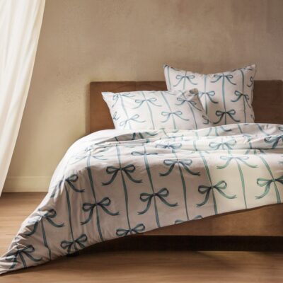 Bedding | VIVIENNE | microfibre with blue bows | 220x200 + 2*70x80 cm | 759062