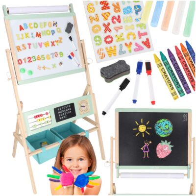 Two-sided magnetic chalkboard LULILO Kredo chalk markers magnets garbage cans