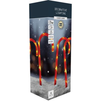 OUTDOOR CANDY CANE CHRISTMAS LIGHTS SET OF 6PCS