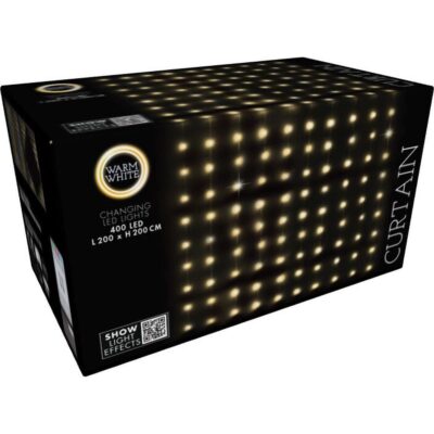 CHRISTMAS TREE LIGHTS OUTDOOR/INDOOR LIGHT CURTAIN 400 LED WW 200X200CM WITH REMOTE CONTROL WARM WHITE