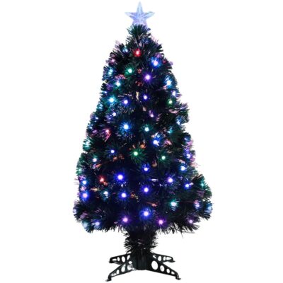 CHRISTMAS TREE DECORATIVE FIBER OPTIC MULTICOLOR 90CM LUCA