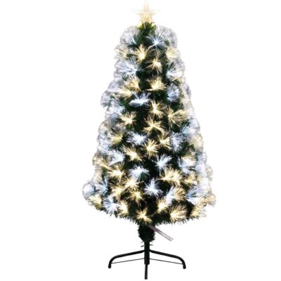 CHRISTMAS TREE DECORATIVE FIBER OPTIC WARM COLD WHITE 120CM