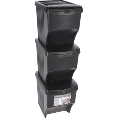 TRASH GARBAGE CAN 22 L SET OF 3 PCS. ANTHRACITE