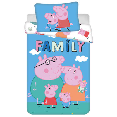Хлопковое постельное белье 100x135 + 40x60 Семья Свинки Пеппы