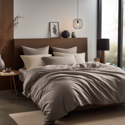 Cotton satin bedding DARK BEige 041/220x200