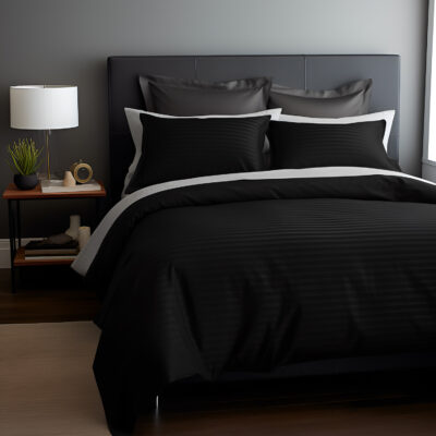 CIZGILI BLACK/220X200 EXCLUSIVE cotton satin bedding