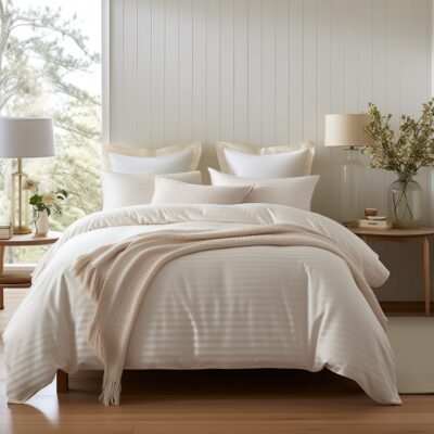 CIZGILI CREAM/220X200 EXCLUSIVE cotton satin bedding