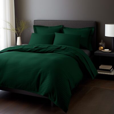 CIZGILI DARK GREEN/180x200 EXCLUSIVE cotton satin bedding