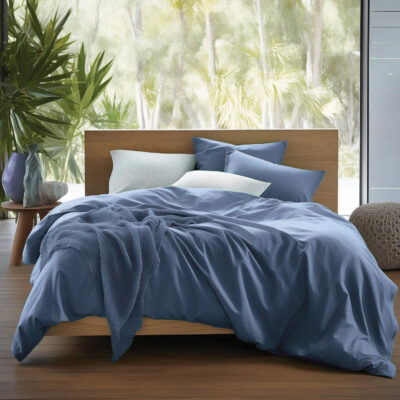 Cotton satin bedding BLUE 009/180x200