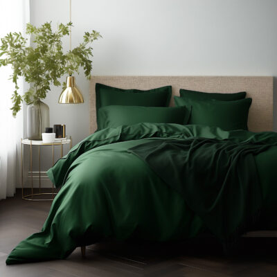 Cotton satin bedding BOTTLE GREEN 036/160x200