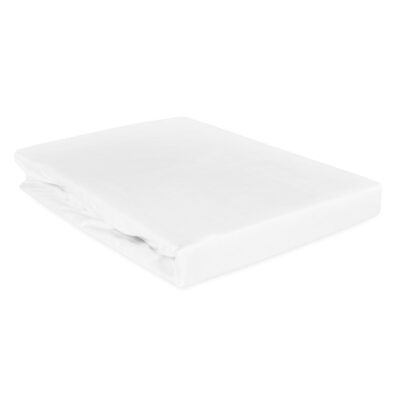 Простыня из хлопкового сатина на резинке белая 603/120x200